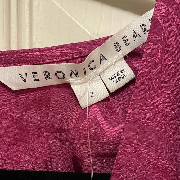VERONICA BEARD Magenta Paisley Weiss V-Neck Ruffle Maxi Dress Sz 2 NWT MSRP$698 - Picture 6 of 10